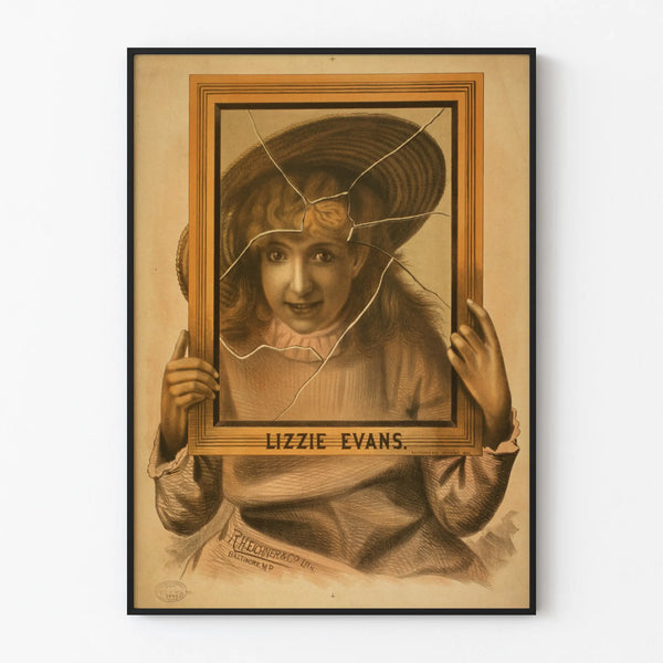 Vintage Poster of Lizzie Evans with Broken Frame Effect