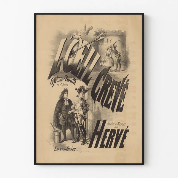 Vintage Poster Opéra-Bouffe L'Œil Crevé Lyrics and Music by Hervé