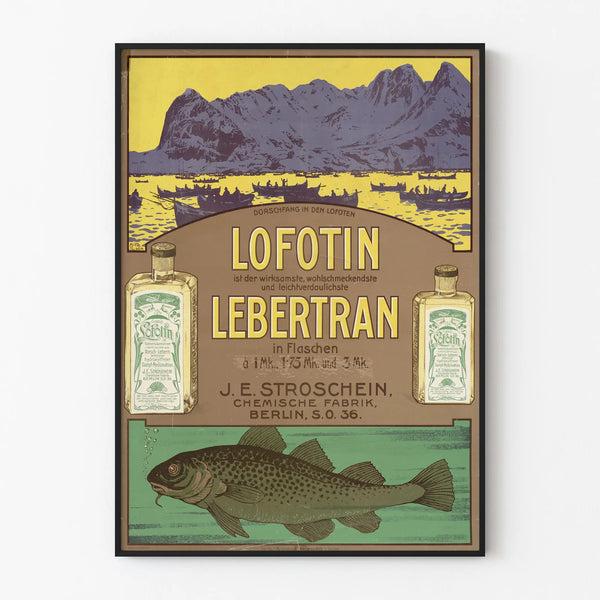 Vintage poster Lofotin Lebertran - Marine and fishing wall decoration