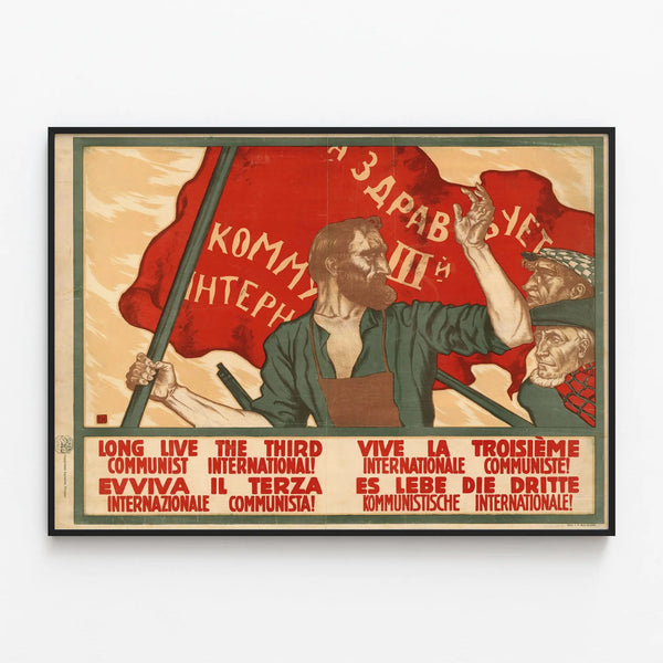 Vintage Poster Long Live the Third Communist International — framed artwork on a wall