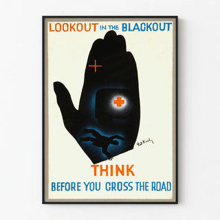 Vintage Road Safety Poster Black and Blue