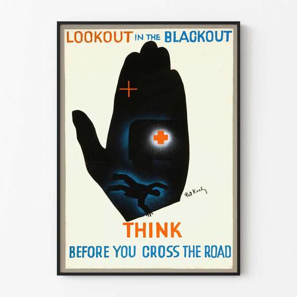 Vintage Road Safety Poster Black and Blue