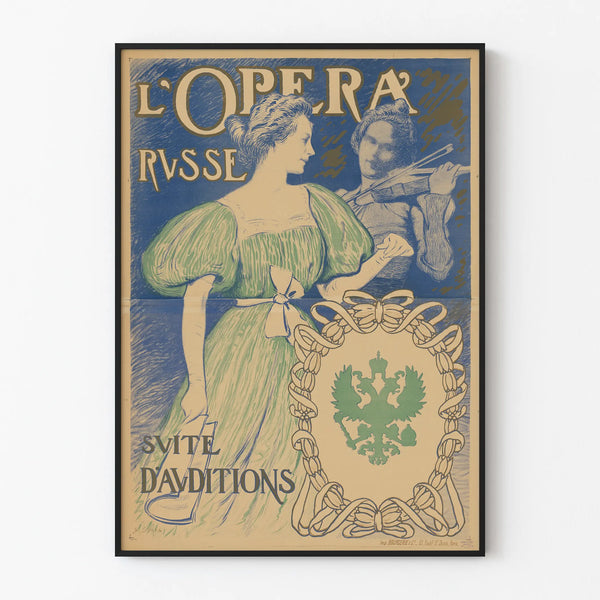 Vintage poster of the Russian Opera, audition series for wall decoration