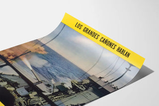 Decorative Poster of Warship and Cannons in Action