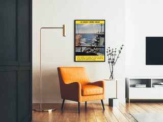 Decorative Poster of Warship and Cannons in Action