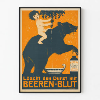 Vintage poster of Bear and Child - Beeren-Blut Natural Drink