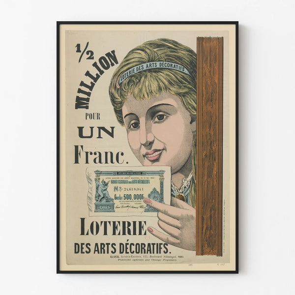 Vintage Poster for the Decorative Arts Lottery - 1/2 Million for 1 Franc