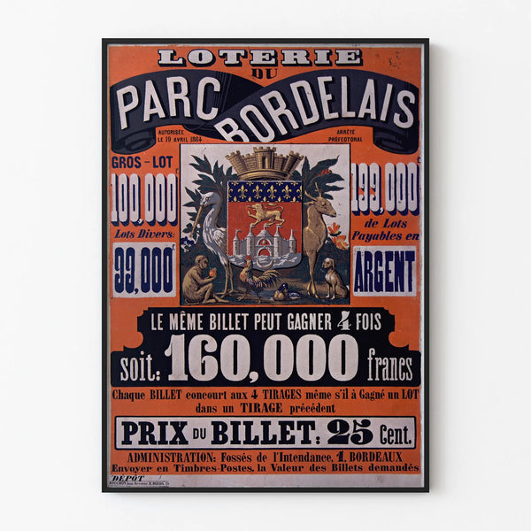 Vintage Poster of the Bordelais Park Lottery - Retro Wall Decoration