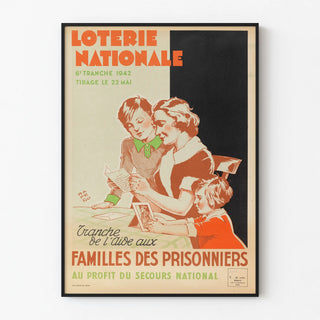 Vintage poster of the National Lottery 1942 - Aid for the families of prisoners