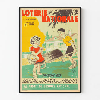 Vintage poster of the National Lottery 1942 – Children's care homes
