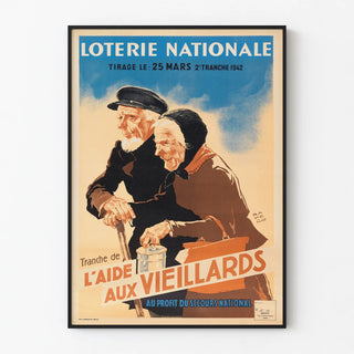 Vintage Poster of the National Lottery 1942 - Assistance for the Elderly