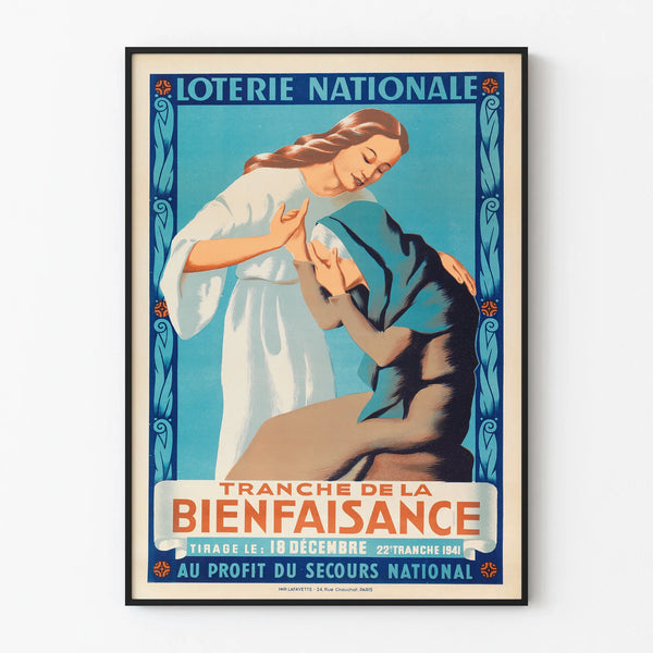 Vintage Poster of the National Lottery "Tranche de la Bienfaisance" 1941