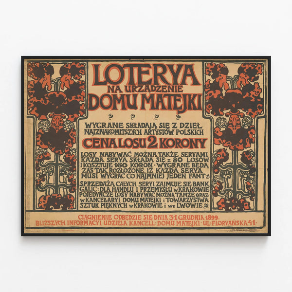 Vintage Poster for the Matejki House Decoration Lottery — framed artwork on a wall