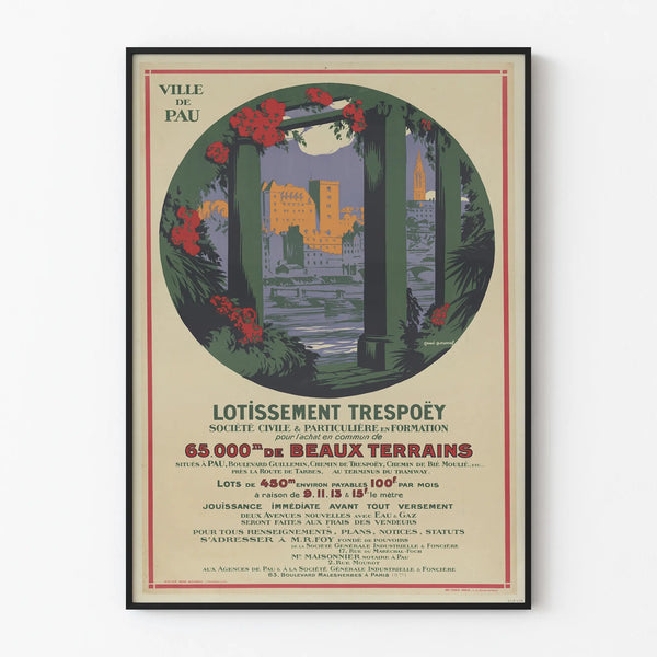 Vintage poster of Trespoëy subdivision in Pau - Retro wall decoration