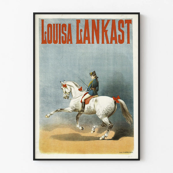 Vintage Poster Louisa Lankast Horseback Riding and White Horse