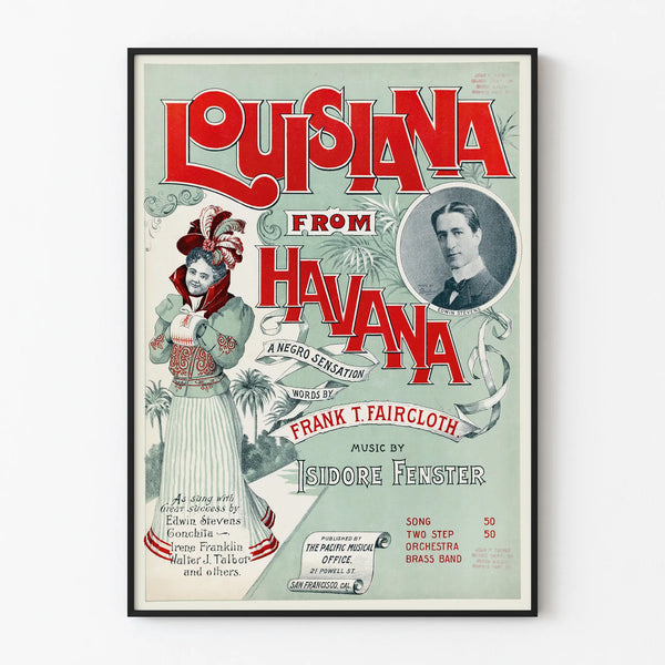 Vintage Louisiana poster from Havana for wall decoration