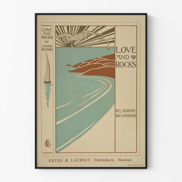 Vintage poster Love and Rocks coastal landscape