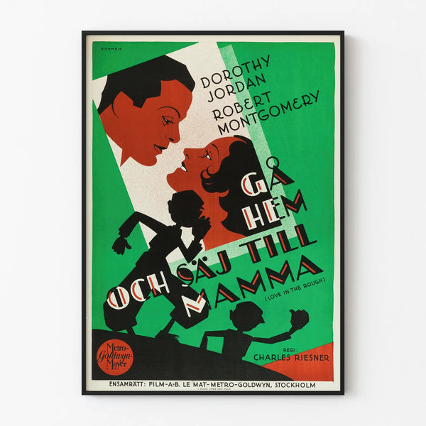 Vintage poster Love in the Rough - Retro wall decoration