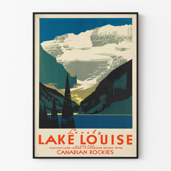Vintage Lake Louise Poster - Mountain Landscape Wall Decoration of the Canadian Rockies