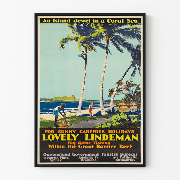 Vintage poster Lovely Lindeman for tropical wall decoration