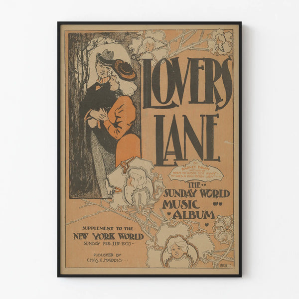 Vintage Poster Lovers Lane - Retro Musical Wall Decoration