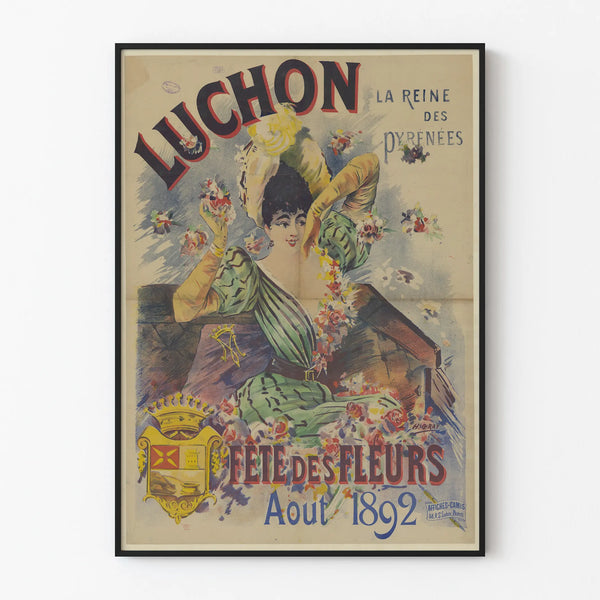Vintage Poster for the Flower Festival in Luchon 1892