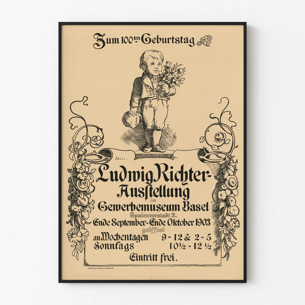 Vintage Ludwig Richter Exhibition Poster at the Gewerbemuseum Basel