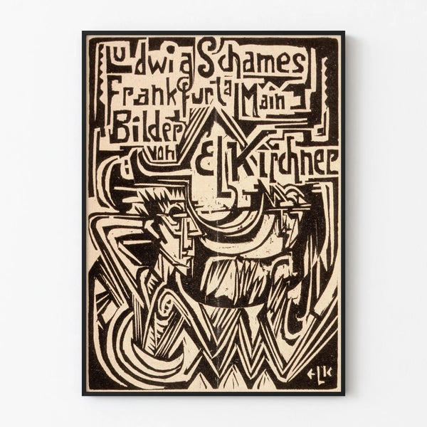 Artistic poster in linocut print with Cubist motifs