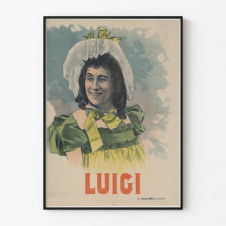 Vintage poster of Luigi feminine portrait in traditional costume