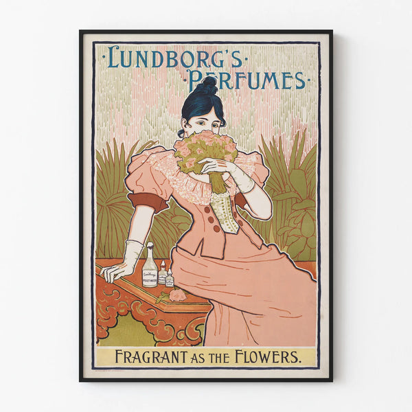 Vintage Lundborg's Perfumes poster for wall decoration