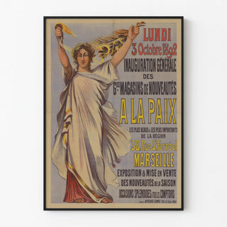 Vintage poster for the inauguration of La Paix Stores in Marseille 1892