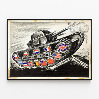 Wall Poster Unity is Strength - Resistance Against the Axis — framed artwork on a wall