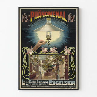 Vintage poster of Lustre Excelsior for gas lighting