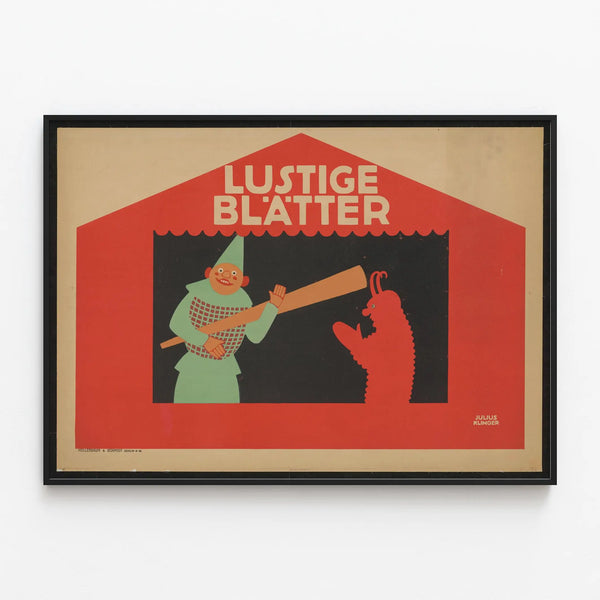 Playful Poster Lustige Blätter for vintage wall decoration — framed artwork on a wall