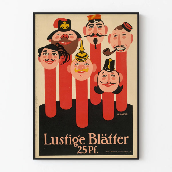 Vintage Poster of Funny Sheets with Colorful Caricatures