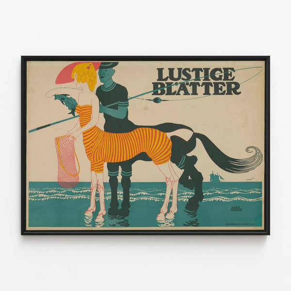 Vintage poster Lustige Blätter by Julius Klinger — framed artwork on a wall