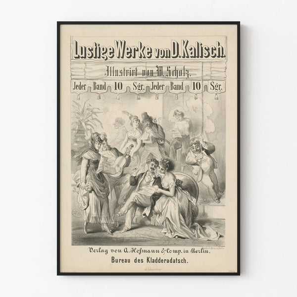 Vintage artistic poster illustrating humorous scenes by D. Kalisch by W. Scholz