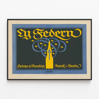 Vintage poster Heintze & Blanckertz Berlin Ly Federn — framed artwork on a wall