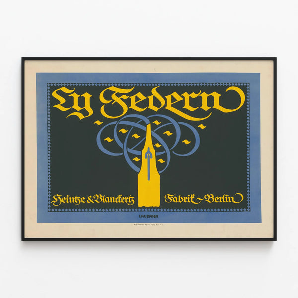 Vintage poster Heintze & Blanckertz Berlin Ly Federn — framed artwork on a wall