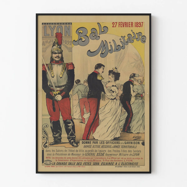 Vintage poster of the Military Ball Lyon 1897 wall decoration