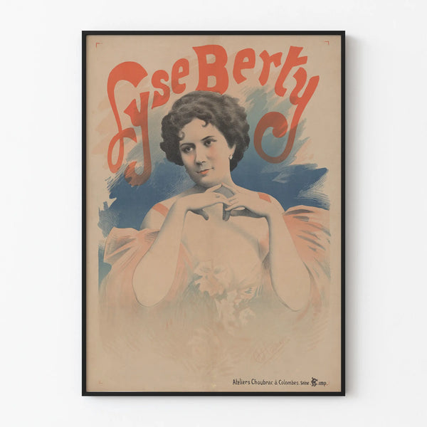 Vintage poster of Lyse Berty, feminine portrait, art deco