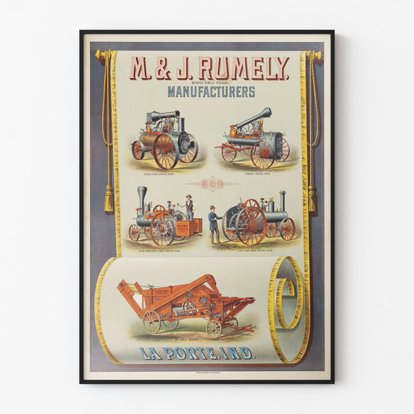Vintage Poster of Agricultural Machines M. & J. Rumely La Porte