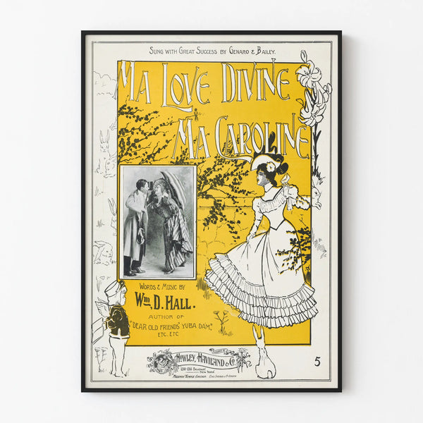 Vintage poster Ma Love Divine Ma Caroline, elegant wall decoration