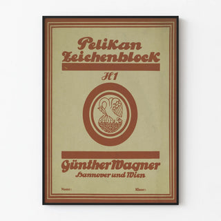 Vintage poster Pelikan sketchbook graphic design brown