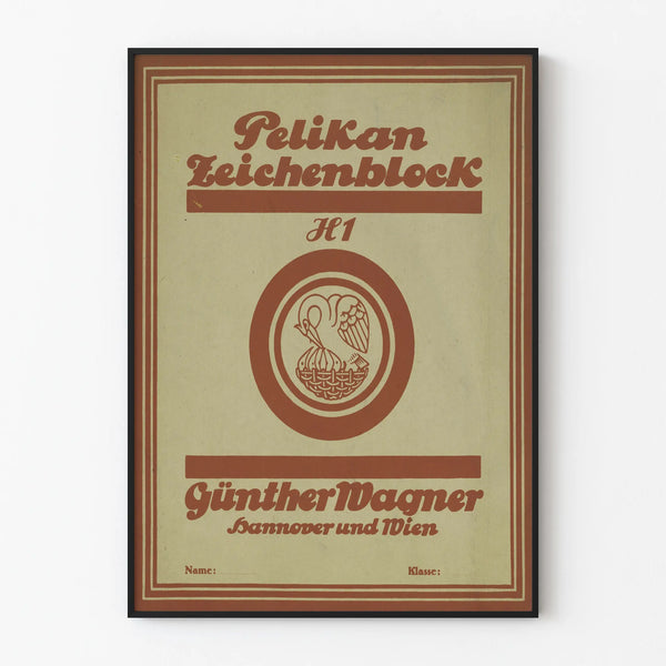 Vintage poster Pelikan sketchbook graphic design brown