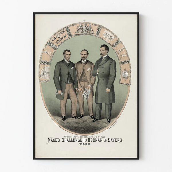 Vintage Poster of the Challenge by James Mace at Heenan & Sayers 1862