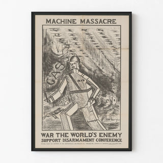 Vintage Anti-War Poster Machine Massacre - Disarmament Conference Support