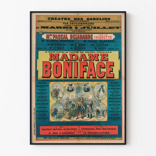 Vintage Poster Madame Boniface Theatre - Retro Wall Decoration