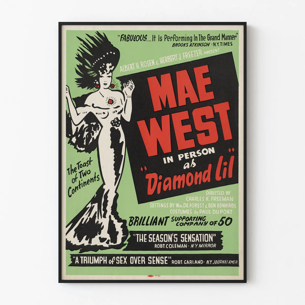 Vintage Mae West Poster in Diamond Lil for Retro Wall Decoration