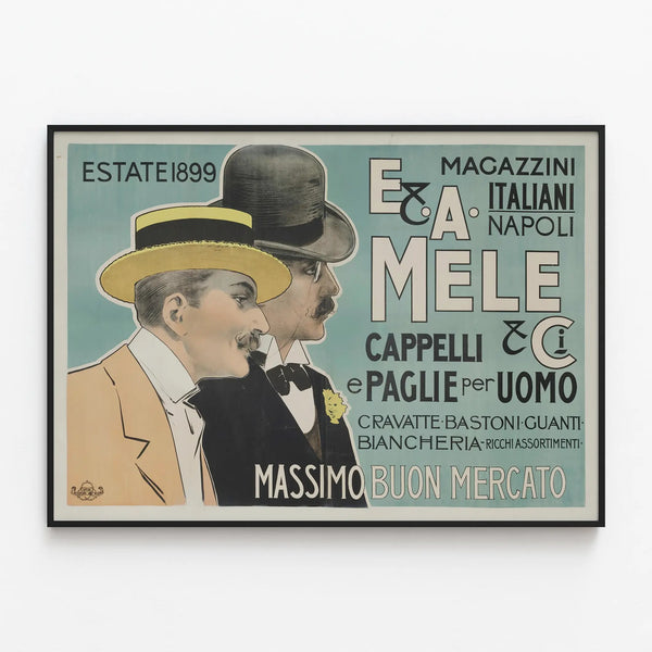 Elegant Italian Vintage Poster Magazzini Italiani - Wall Decoration — framed artwork on a wall